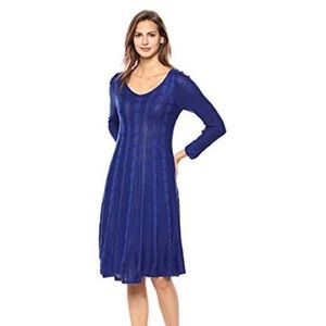 Nine West Fit + Flare Knit Vneck Sweater Dress